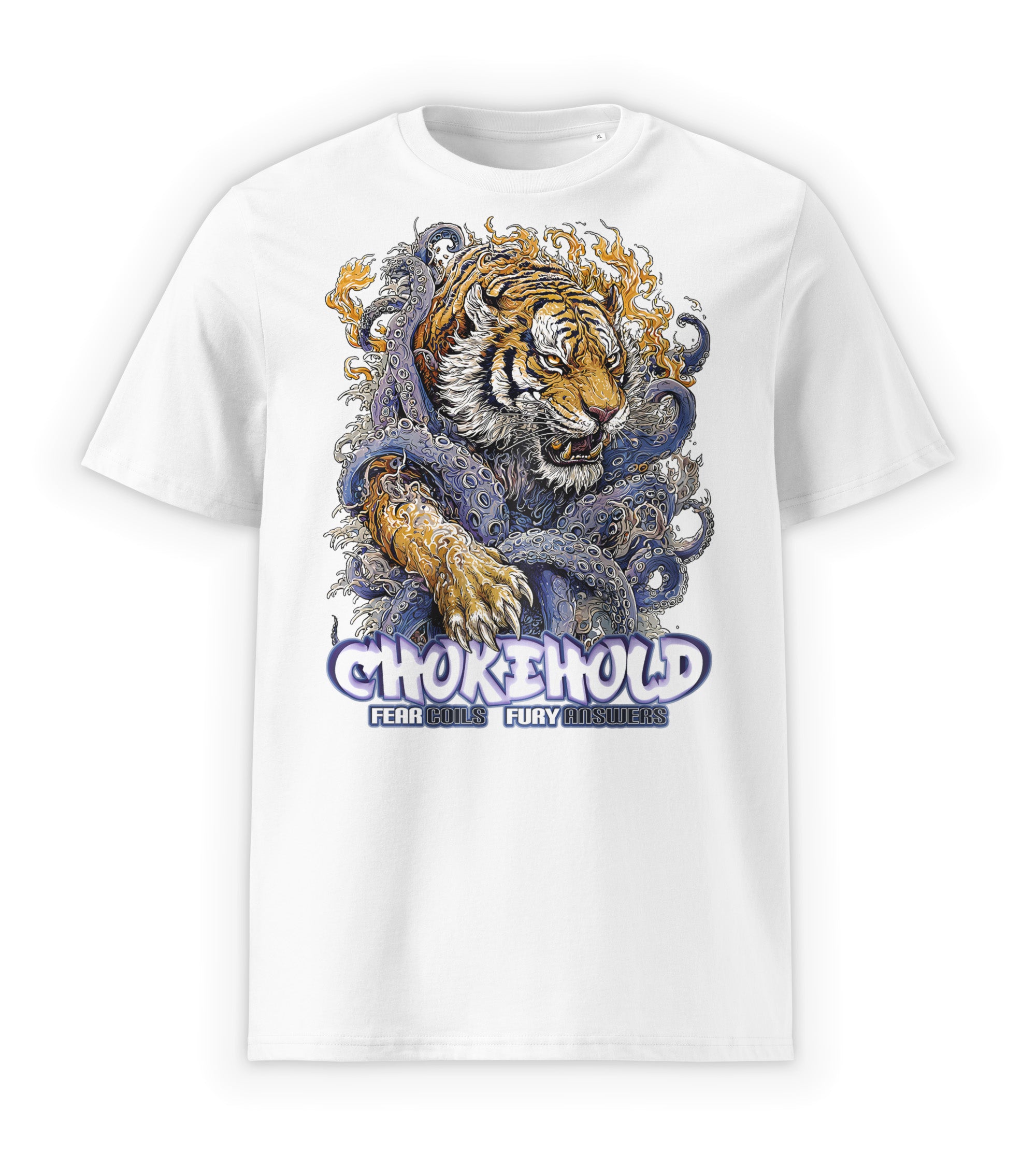 White Front | Chokehold struggle graphic streetwear t-shirt white front view by WEAR OVER