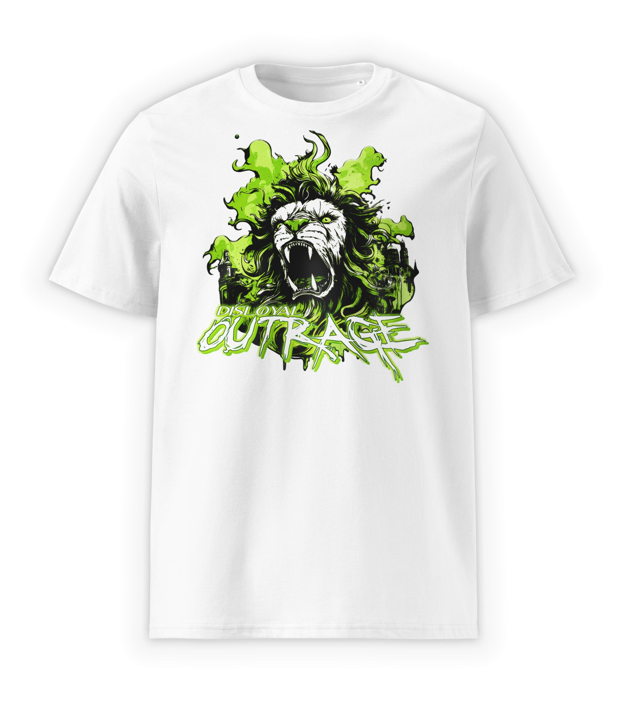 White Front | Disloyal Outrage inspired graphic streetwear t-shirt by WEAR OVER