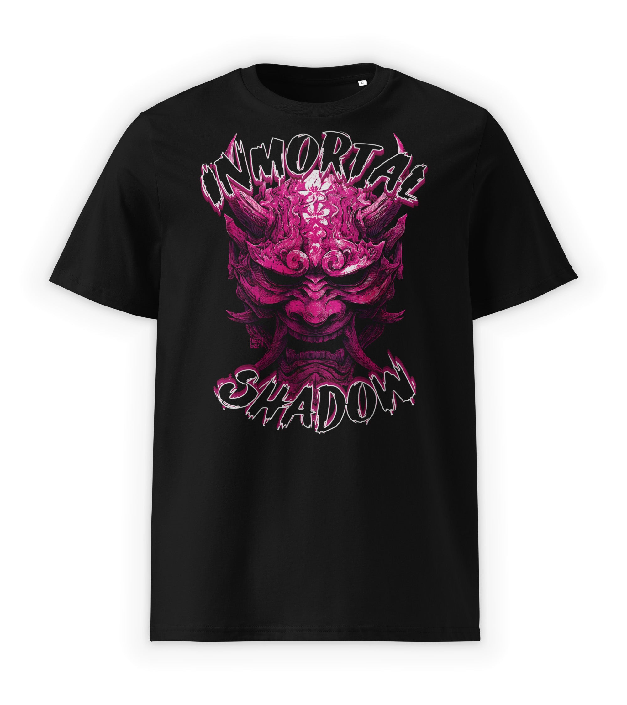 Black Front | Inmortal Shadow inner darkness graphic streetwear t-shirt black featuring Hannya mask by WEAR OVER