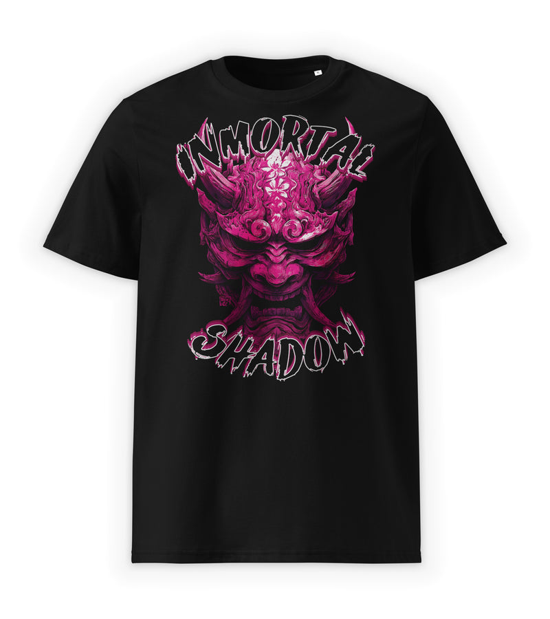 Black Front | Inmortal Shadow inner darkness graphic streetwear t-shirt black featuring Hannya mask by WEAR OVER