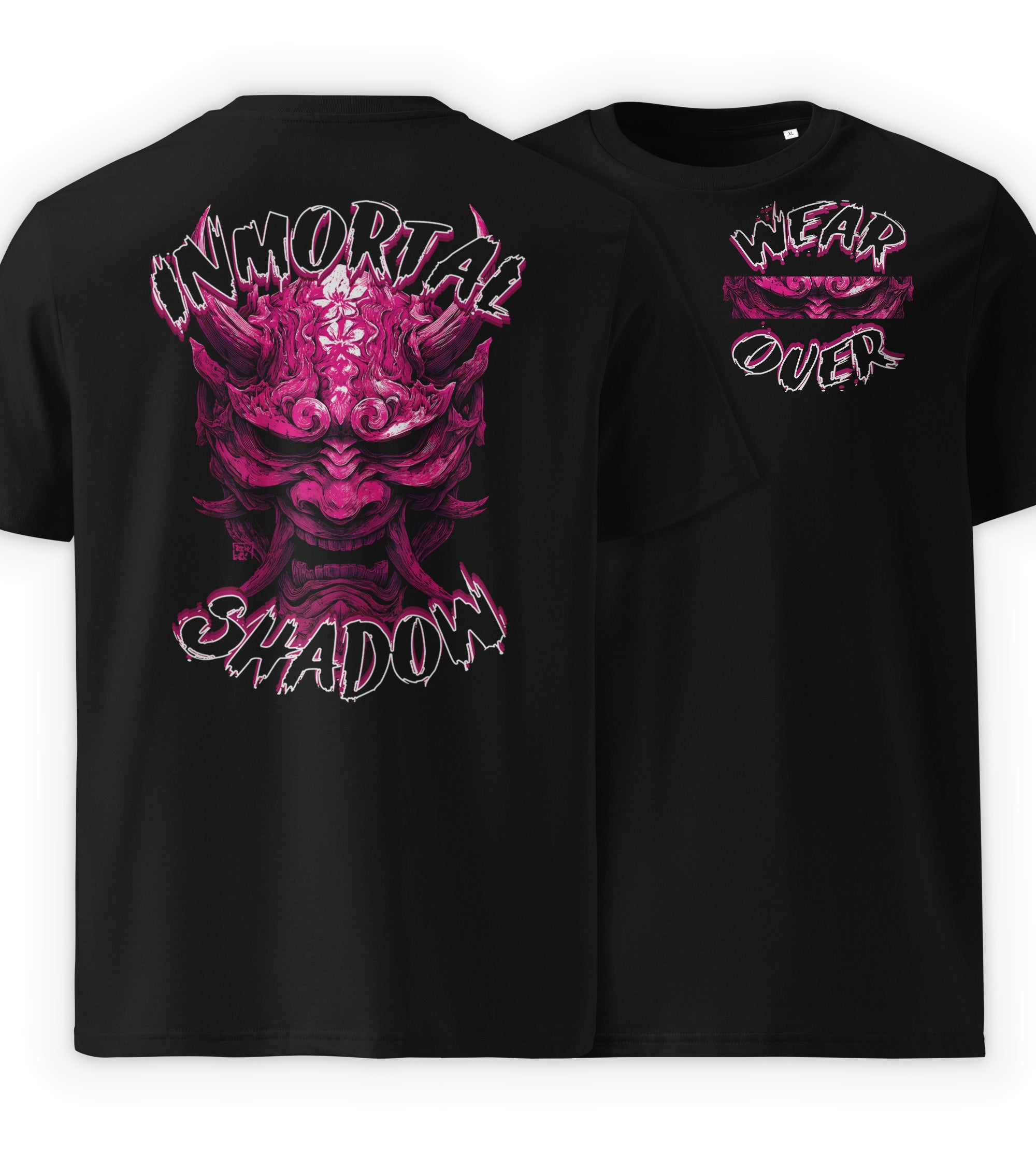 Black Full | Inmortal Shadow inner darkness graphic streetwear t-shirt black featuring Hannya mask by WEAR OVER